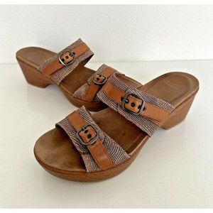 Dansko Women's Jessie Sand Lizard Heeled Sandals Buckle Brown Size EU 41 US 10.5